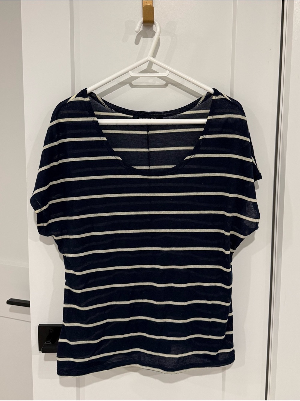 Bluenotes Navy and White Striped Scoop Neck Tee
